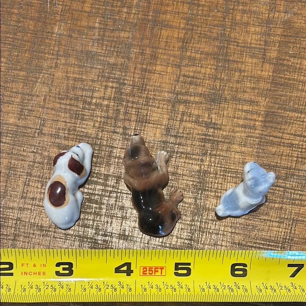 Ceramic Small Pet Figurines Set - Brown, White, Black